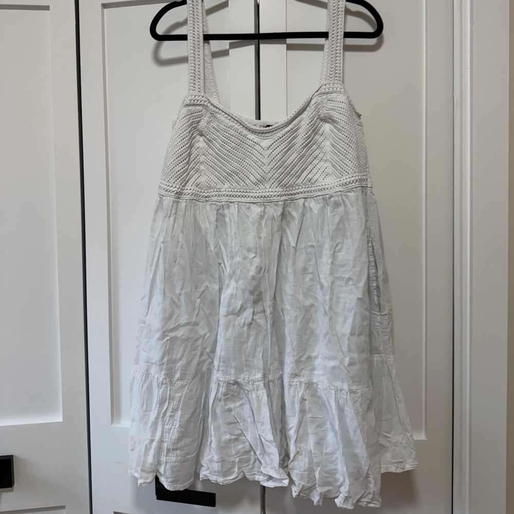 White woven top dress